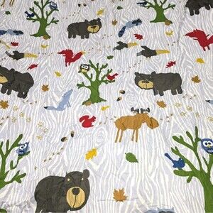 Company Kids Twin Forrest Animals Moose Bear Fox Birds Duvet Cover 100% Cotton